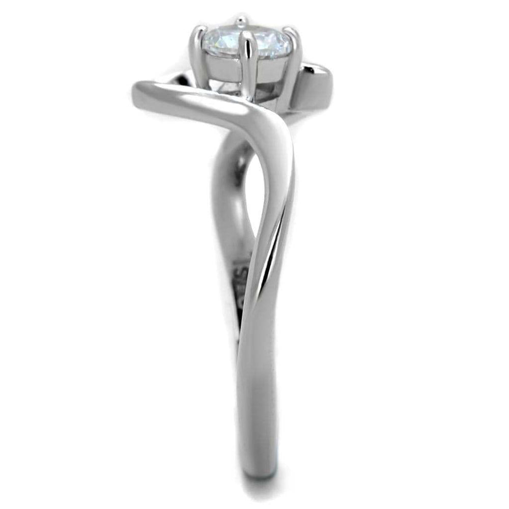 TS424 - Rhodium 925 Sterling Silver Ring with AAA Grade CZ in Clear - Alamode - Flyclothing LLC
