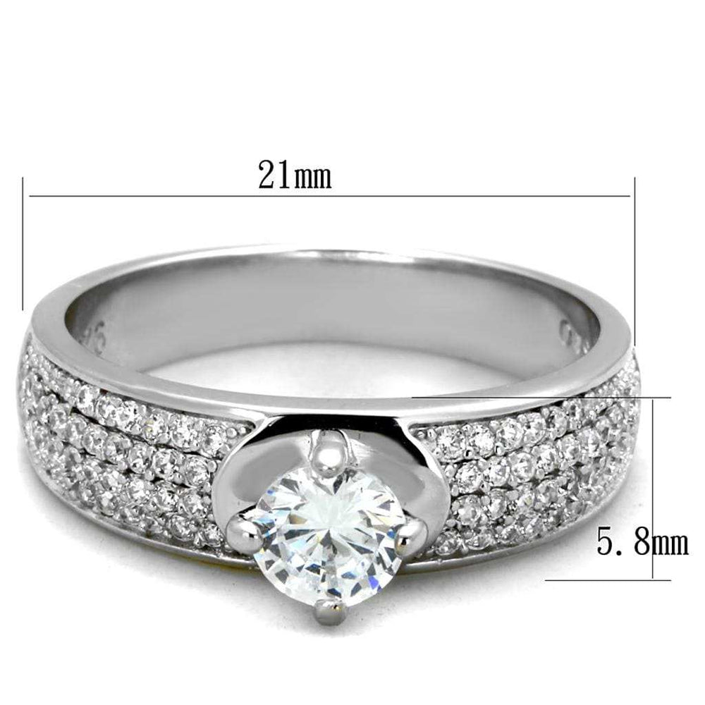 TS428 - Rhodium 925 Sterling Silver Ring with AAA Grade CZ in Clear - Alamode - Flyclothing LLC