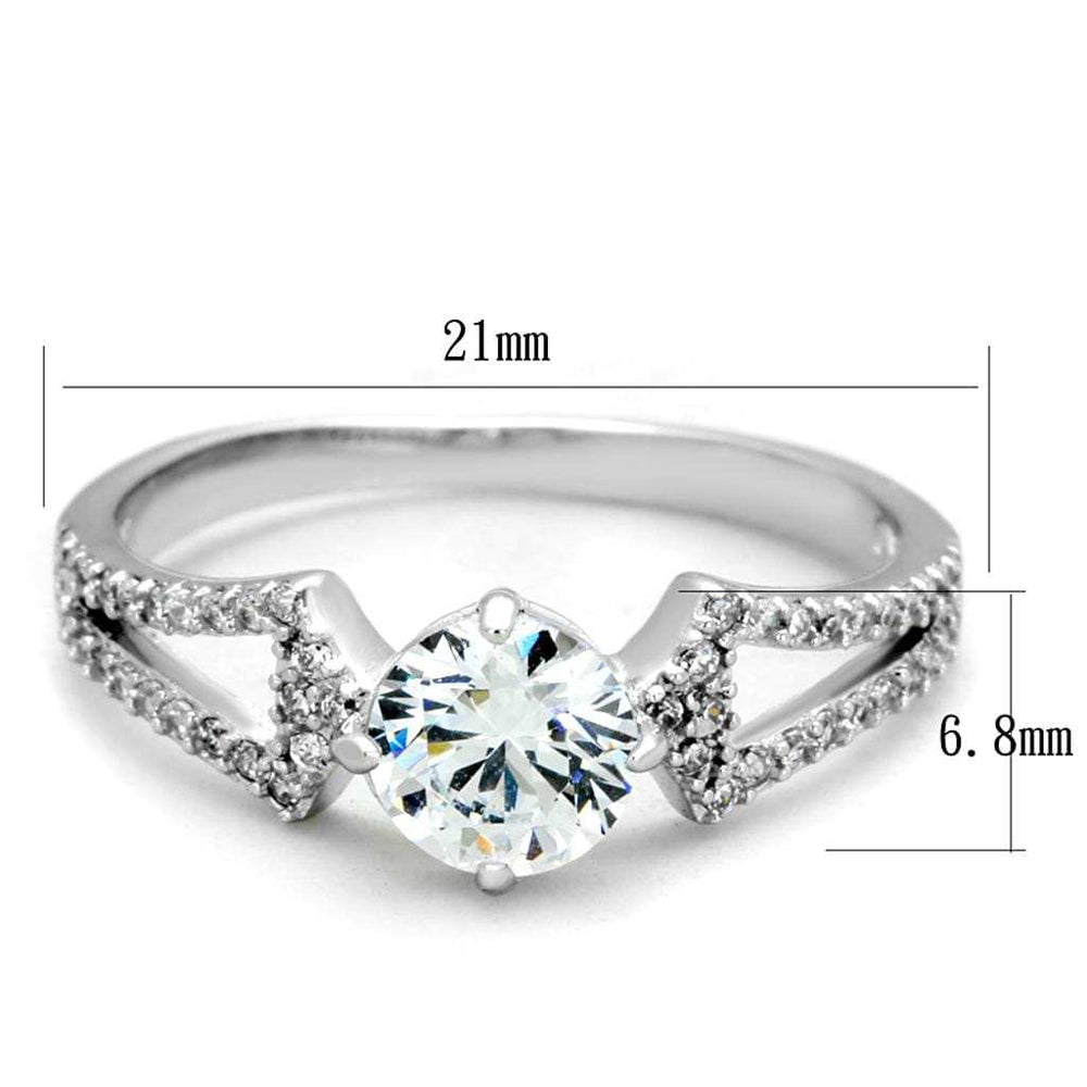 TS430 - Rhodium 925 Sterling Silver Ring with AAA Grade CZ in Clear - Alamode - Flyclothing LLC