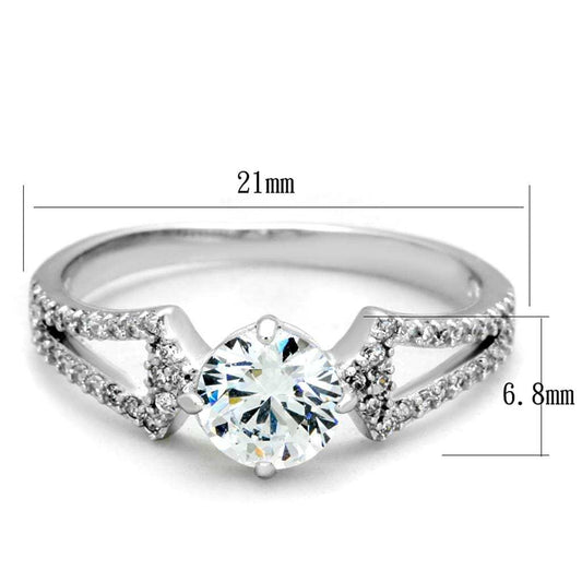 TS430 - Rhodium 925 Sterling Silver Ring with AAA Grade CZ in Clear - Alamode - Flyclothing LLC