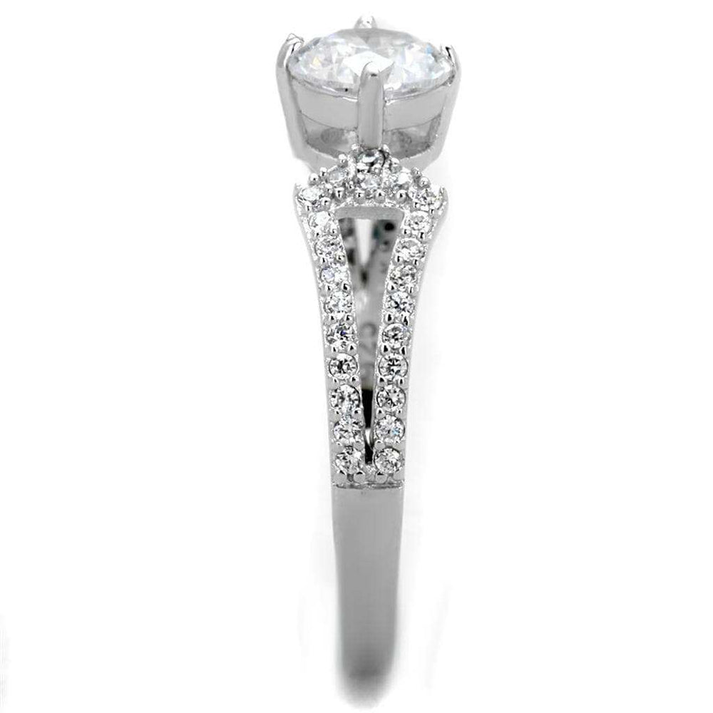 TS430 - Rhodium 925 Sterling Silver Ring with AAA Grade CZ in Clear - Alamode - Flyclothing LLC