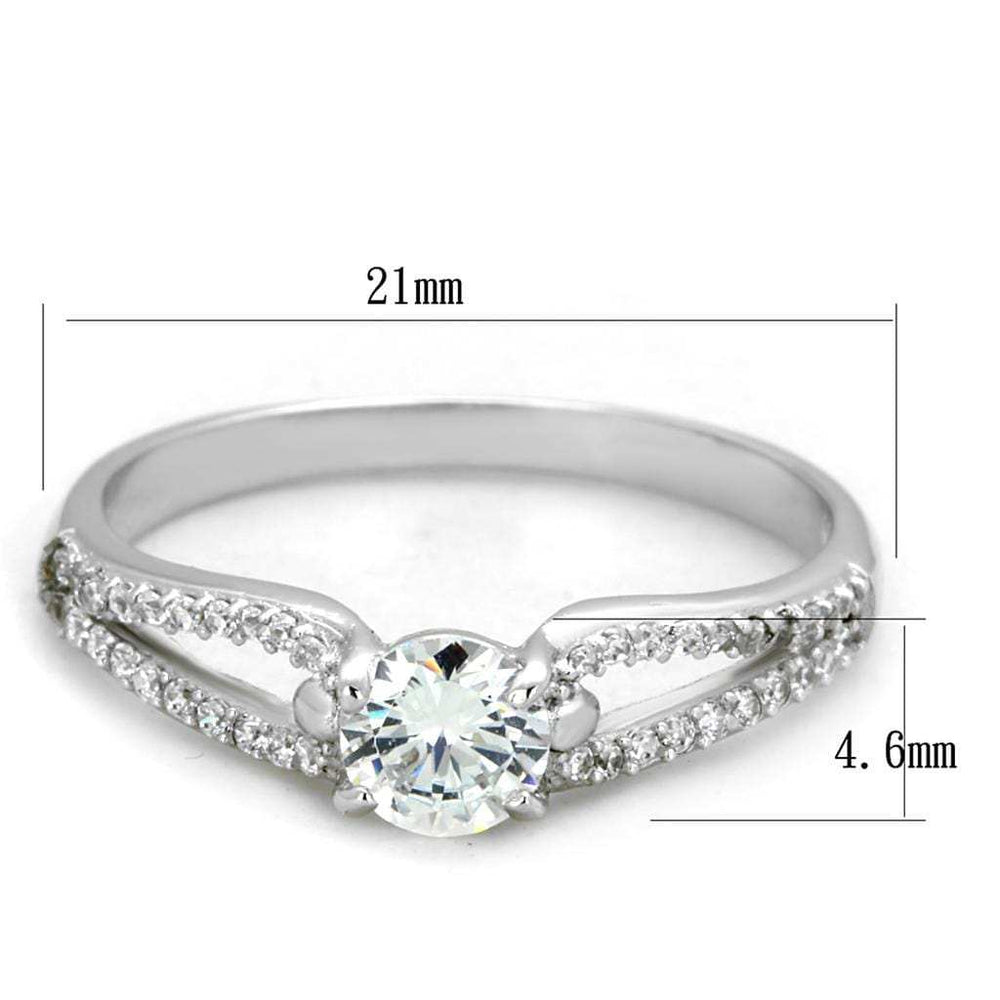 TS431 - Rhodium 925 Sterling Silver Ring with AAA Grade CZ in Clear - Alamode - Flyclothing LLC