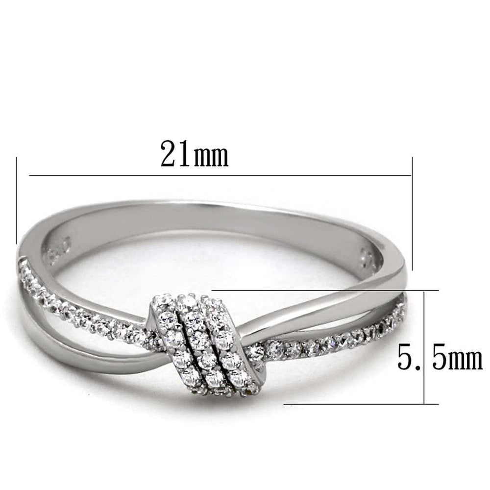 TS435 - Rhodium 925 Sterling Silver Ring with AAA Grade CZ in Clear - Alamode - Flyclothing LLC