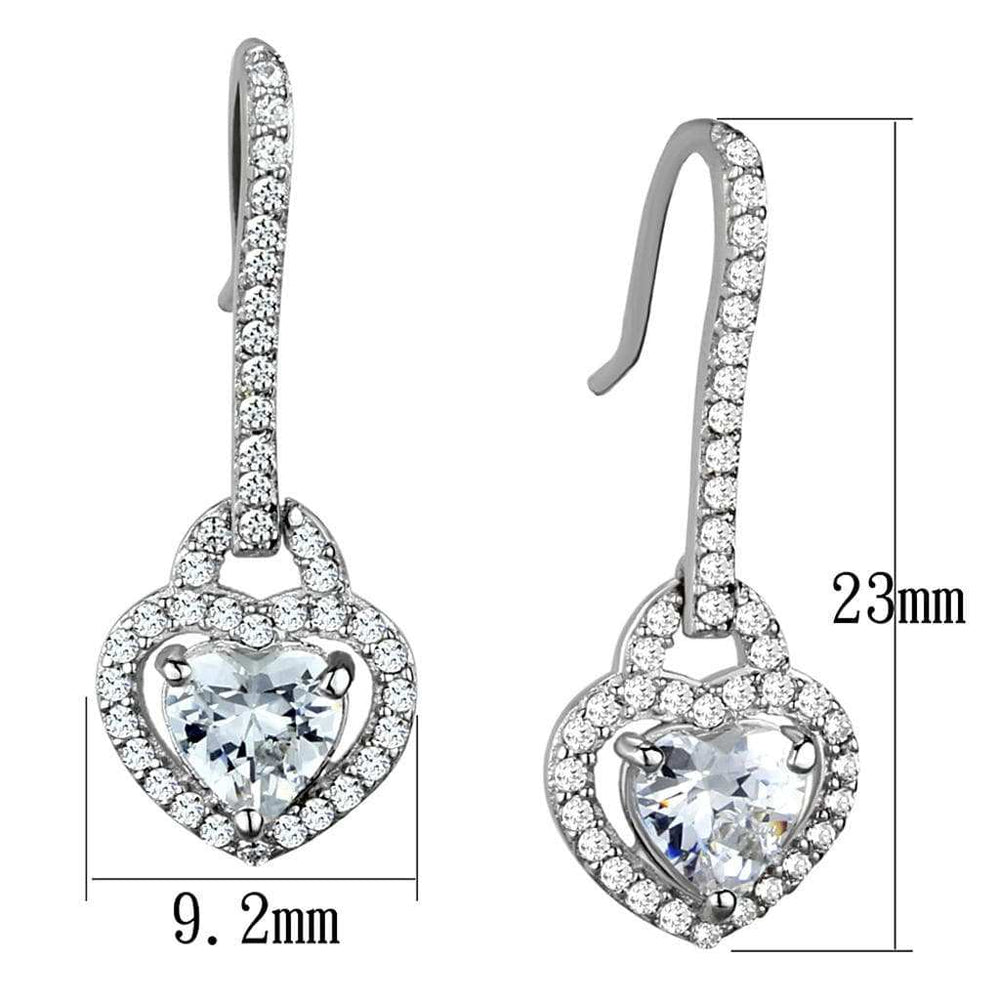 TS439 - Rhodium 925 Sterling Silver Earrings with AAA Grade CZ in Clear - Alamode - Flyclothing LLC