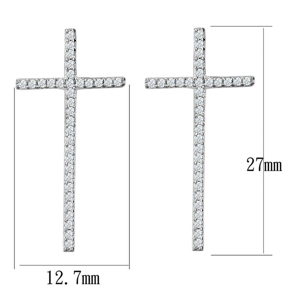 TS440 - Rhodium 925 Sterling Silver Earrings with AAA Grade CZ in Clear - Alamode - Flyclothing LLC