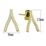 TS443 - Gold 925 Sterling Silver Earrings with AAA Grade CZ in Clear - Alamode - Flyclothing LLC