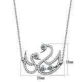TS447 - Rhodium 925 Sterling Silver Chain Pendant with AAA Grade CZ in Clear - Alamode - Flyclothing LLC