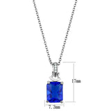 TS449 - Rhodium 925 Sterling Silver Chain Pendant with Synthetic Synthetic Glass in Montana - Alamode - Flyclothing LLC