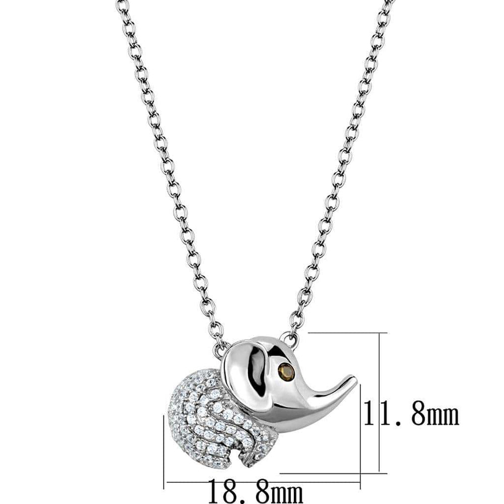 TS450 - Rhodium 925 Sterling Silver Chain Pendant with AAA Grade CZ in Topaz - Alamode - Flyclothing LLC