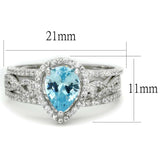TS453 - Rhodium 925 Sterling Silver Ring with AAA Grade CZ in Sea Blue - Alamode - Flyclothing LLC
