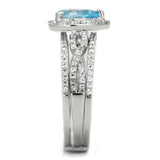 TS453 - Rhodium 925 Sterling Silver Ring with AAA Grade CZ in Sea Blue - Alamode - Flyclothing LLC