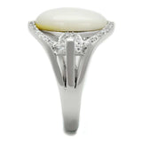TS456 - Rhodium 925 Sterling Silver Ring with Precious Stone Conch in White - Alamode - Flyclothing LLC