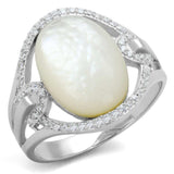 TS456 - Rhodium 925 Sterling Silver Ring with Precious Stone Conch in White - Alamode - Flyclothing LLC