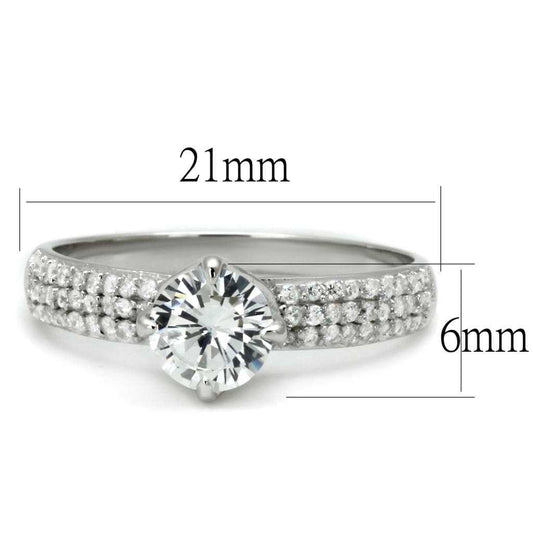 TS458 - Rhodium 925 Sterling Silver Ring with AAA Grade CZ in Clear - Alamode - Flyclothing LLC
