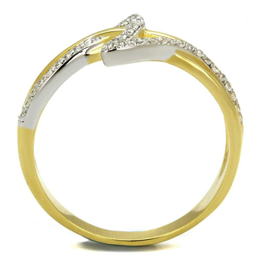TS461 - Gold+Rhodium 925 Sterling Silver Ring with AAA Grade CZ in Clear - Alamode - Flyclothing LLC