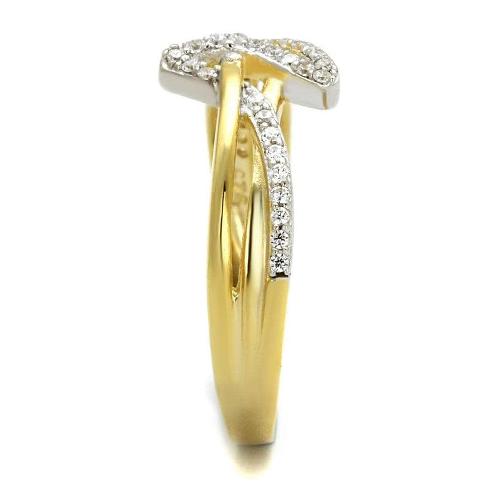 TS461 - Gold+Rhodium 925 Sterling Silver Ring with AAA Grade CZ in Clear - Alamode - Flyclothing LLC