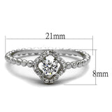 TS462 - Rhodium 925 Sterling Silver Ring with AAA Grade CZ in Clear - Alamode - Flyclothing LLC