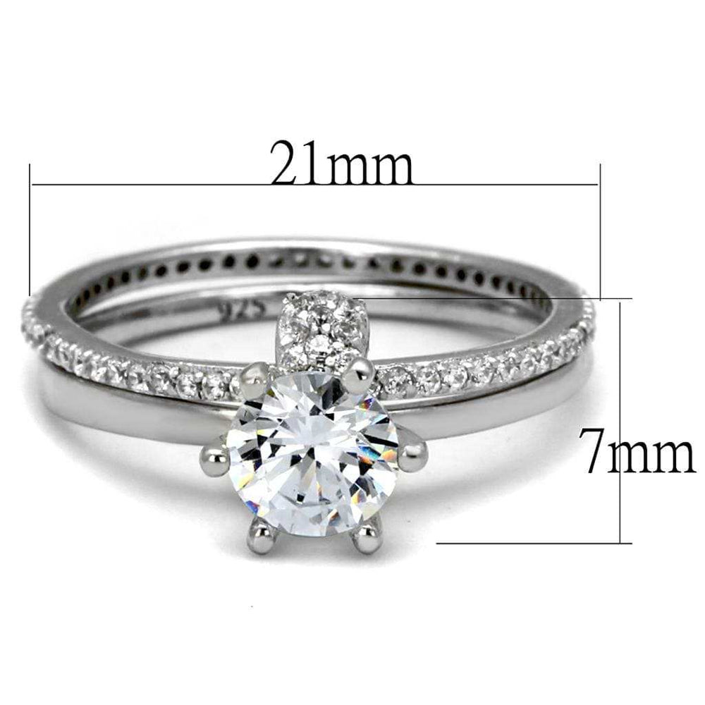TS464 - Rhodium 925 Sterling Silver Ring with AAA Grade CZ in Clear - Alamode - Flyclothing LLC