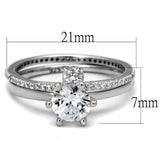TS464 - Rhodium 925 Sterling Silver Ring with AAA Grade CZ in Clear - Alamode - Flyclothing LLC