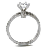 TS464 - Rhodium 925 Sterling Silver Ring with AAA Grade CZ in Clear - Alamode - Flyclothing LLC