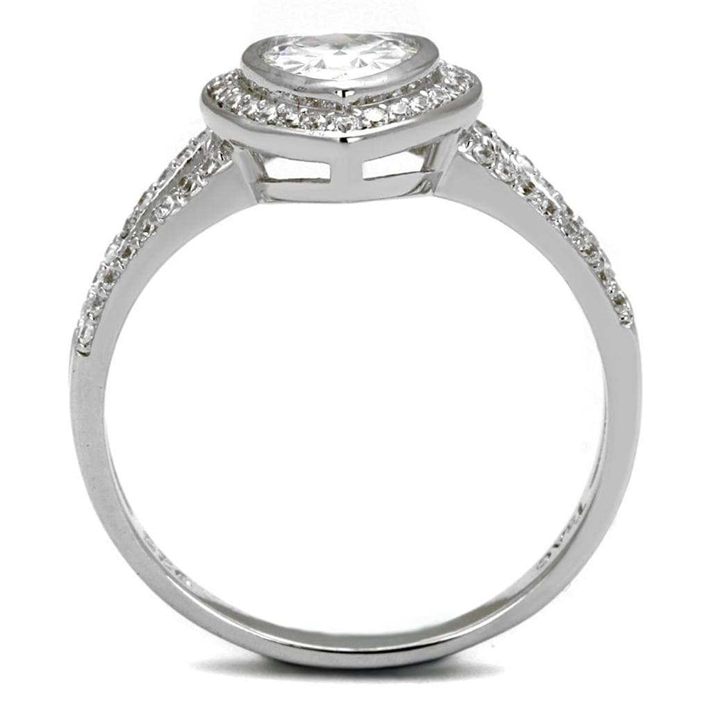TS465 - Rhodium 925 Sterling Silver Ring with AAA Grade CZ in Clear - Alamode - Flyclothing LLC
