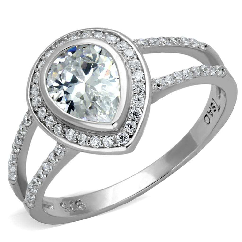 TS465 - Rhodium 925 Sterling Silver Ring with AAA Grade CZ in Clear - Alamode - Flyclothing LLC