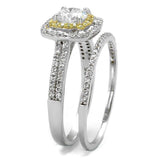 TS467 - Reverse Two-Tone 925 Sterling Silver Ring with AAA Grade CZ in Clear - Alamode - Flyclothing LLC