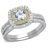 TS467 - Reverse Two-Tone 925 Sterling Silver Ring with AAA Grade CZ in Clear - Alamode - Flyclothing LLC