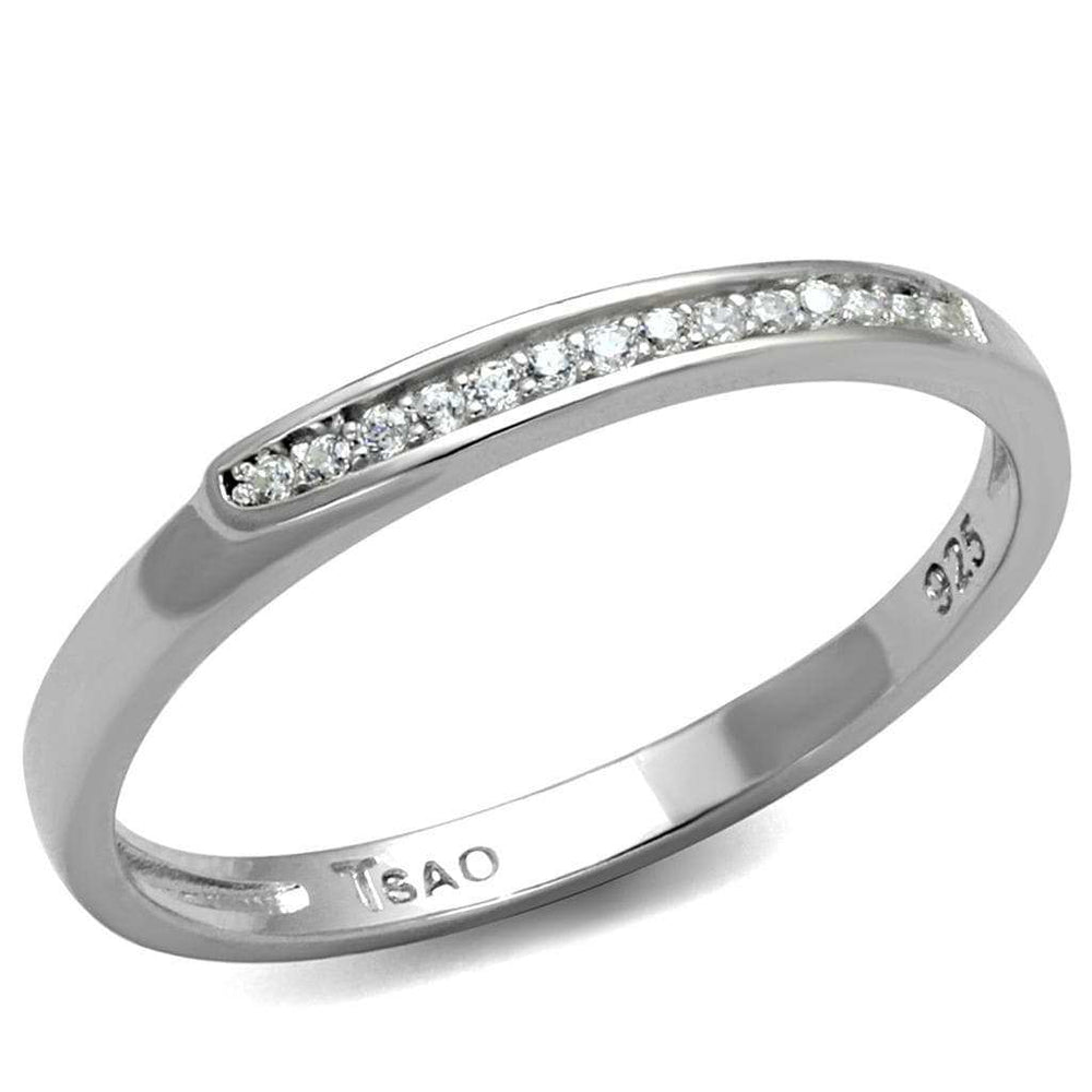 TS472 - Rhodium 925 Sterling Silver Ring with AAA Grade CZ in Clear - Alamode - Flyclothing LLC