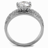 TS473 - Rhodium 925 Sterling Silver Ring with AAA Grade CZ in Clear - Alamode - Flyclothing LLC