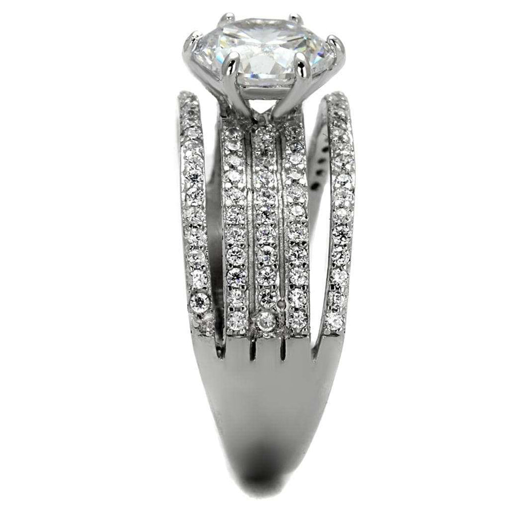 TS473 - Rhodium 925 Sterling Silver Ring with AAA Grade CZ in Clear - Alamode - Flyclothing LLC
