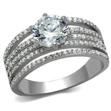 TS473 - Rhodium 925 Sterling Silver Ring with AAA Grade CZ in Clear - Alamode - Flyclothing LLC