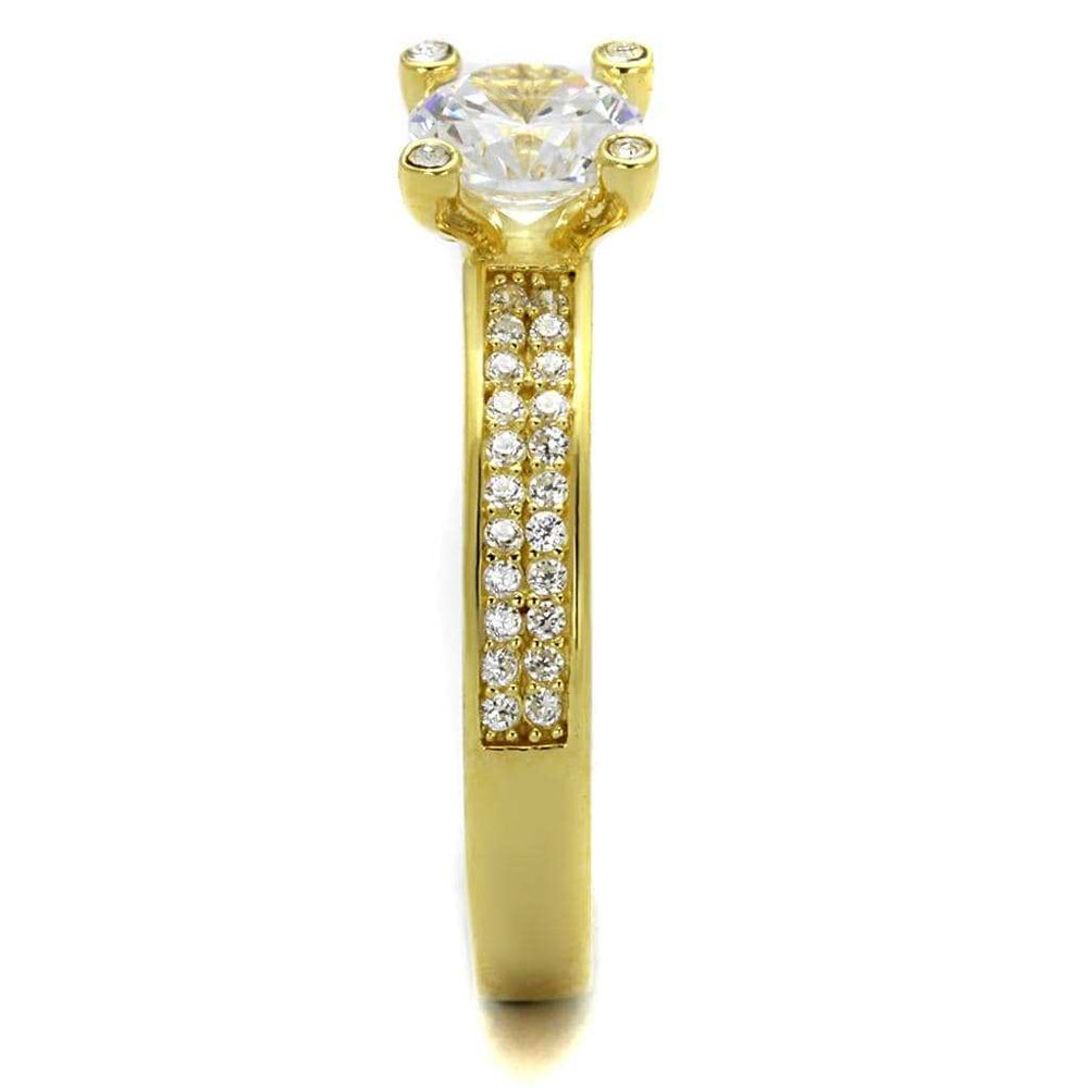 TS474 - Gold 925 Sterling Silver Ring with AAA Grade CZ in Clear - Alamode - Flyclothing LLC