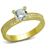 TS474 - Gold 925 Sterling Silver Ring with AAA Grade CZ in Clear - Alamode - Flyclothing LLC