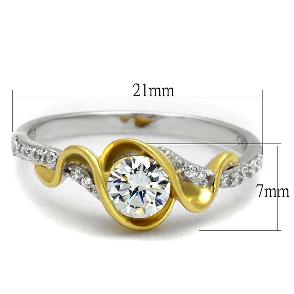 TS475 - Reverse Two-Tone 925 Sterling Silver Ring with AAA Grade CZ in Clear - Alamode - Flyclothing LLC