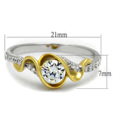 TS475 - Reverse Two-Tone 925 Sterling Silver Ring with AAA Grade CZ in Clear - Alamode - Flyclothing LLC