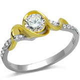 TS475 - Reverse Two-Tone 925 Sterling Silver Ring with AAA Grade CZ in Clear - Alamode - Flyclothing LLC