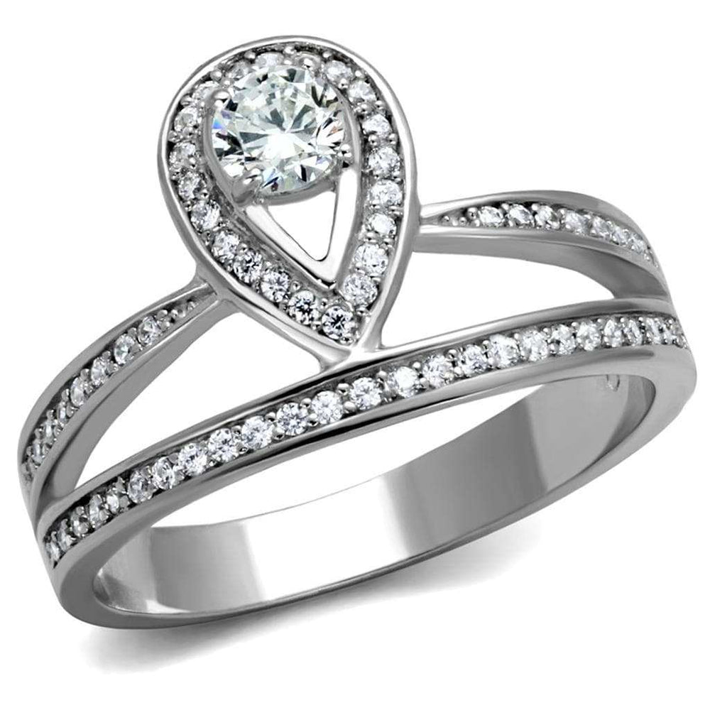 TS476 - Rhodium 925 Sterling Silver Ring with AAA Grade CZ in Clear - Alamode - Flyclothing LLC