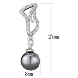 TS479 - Rhodium 925 Sterling Silver Earrings with Synthetic Pearl in Gray - Alamode - Flyclothing LLC