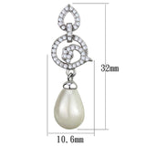 TS480 - Rhodium 925 Sterling Silver Earrings with Synthetic Pearl in Citrine Yellow - Alamode - Flyclothing LLC