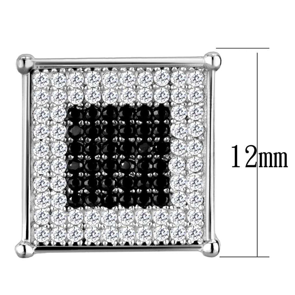 TS481 - Rhodium + Ruthenium 925 Sterling Silver Earrings with AAA Grade CZ in Black Diamond - Alamode - Flyclothing LLC