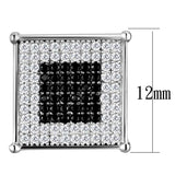 TS481 - Rhodium + Ruthenium 925 Sterling Silver Earrings with AAA Grade CZ in Black Diamond - Alamode - Flyclothing LLC