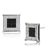 TS481 - Rhodium + Ruthenium 925 Sterling Silver Earrings with AAA Grade CZ in Black Diamond - Alamode - Flyclothing LLC
