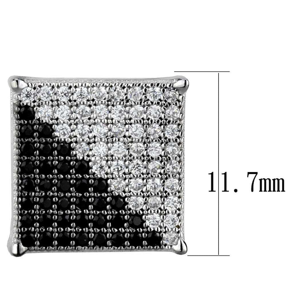 TS482 - Rhodium + Ruthenium 925 Sterling Silver Earrings with AAA Grade CZ in Black Diamond - Alamode - Flyclothing LLC