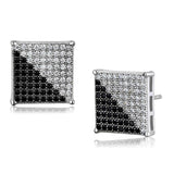 TS482 - Rhodium + Ruthenium 925 Sterling Silver Earrings with AAA Grade CZ in Black Diamond - Alamode - Flyclothing LLC