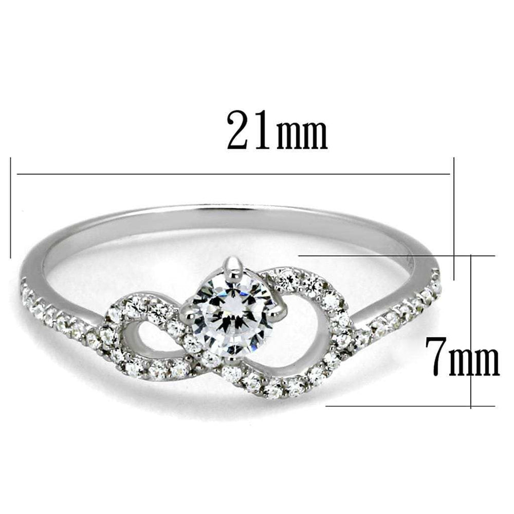 TS485 - Rhodium 925 Sterling Silver Ring with AAA Grade CZ in Clear - Alamode - Flyclothing LLC
