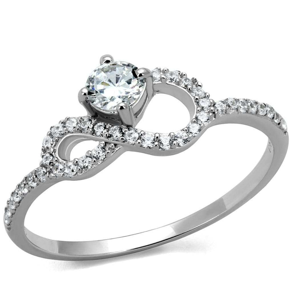 TS485 - Rhodium 925 Sterling Silver Ring with AAA Grade CZ in Clear - Alamode - Flyclothing LLC