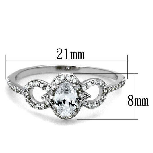 TS486 - Rhodium 925 Sterling Silver Ring with AAA Grade CZ in Clear - Alamode - Flyclothing LLC
