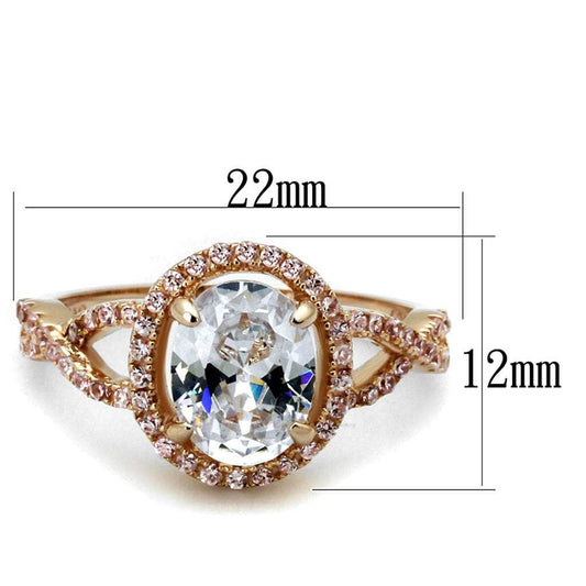 TS489 - Rose Gold 925 Sterling Silver Ring with AAA Grade CZ in Clear - Alamode - Flyclothing LLC
