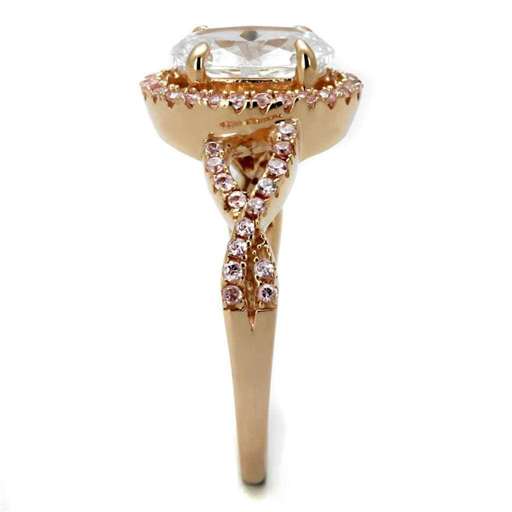 TS489 - Rose Gold 925 Sterling Silver Ring with AAA Grade CZ in Clear - Alamode - Flyclothing LLC